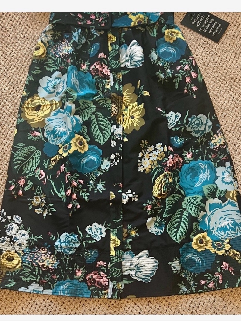 Tuckernuck Chloe Floral Belted Dress - Black, Yellow, Green - Picture 3 of 9